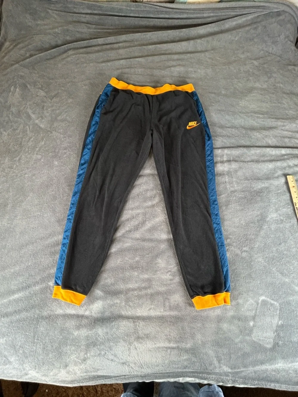 Nike Polar Fleece Jogger Pants Womens XXL‎ Black Side Stripe Tapered Thermal